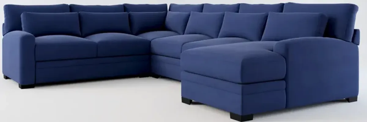 Winston Foam Comfort 4-Piece Sectional with Right-Facing Chaise - Abington Indigo