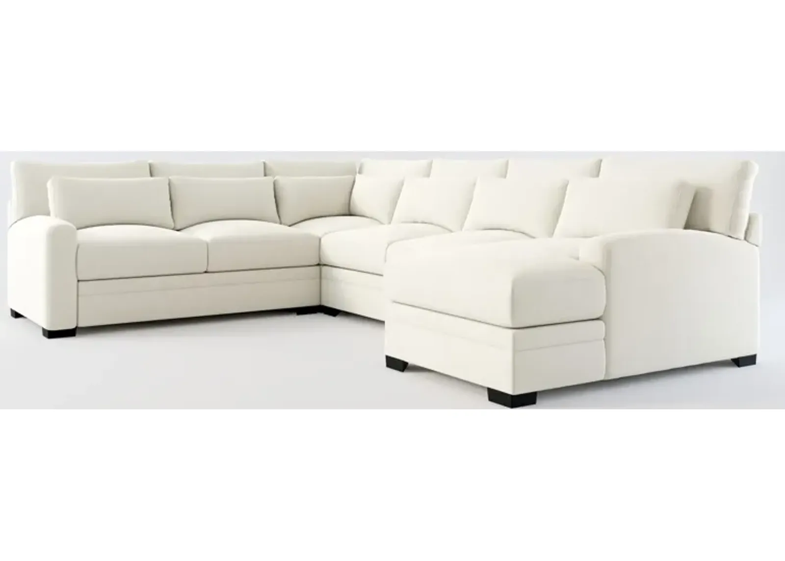 Winston Foam Comfort 4-Piece Sectional with Right-Facing Chaise - Anders Ivory