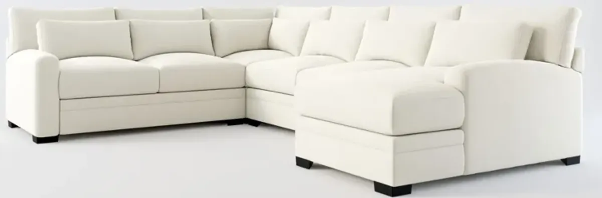 Winston Foam Comfort 4-Piece Sectional with Right-Facing Chaise - Anders Ivory