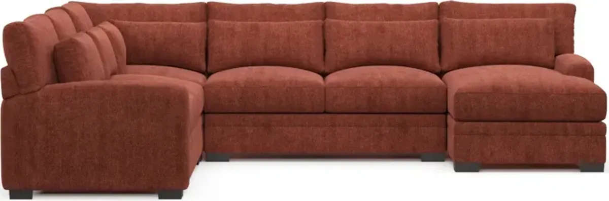 Winston Foam Comfort 4-Piece Sectional with Right-Facing Chaise - Contessa Paprika