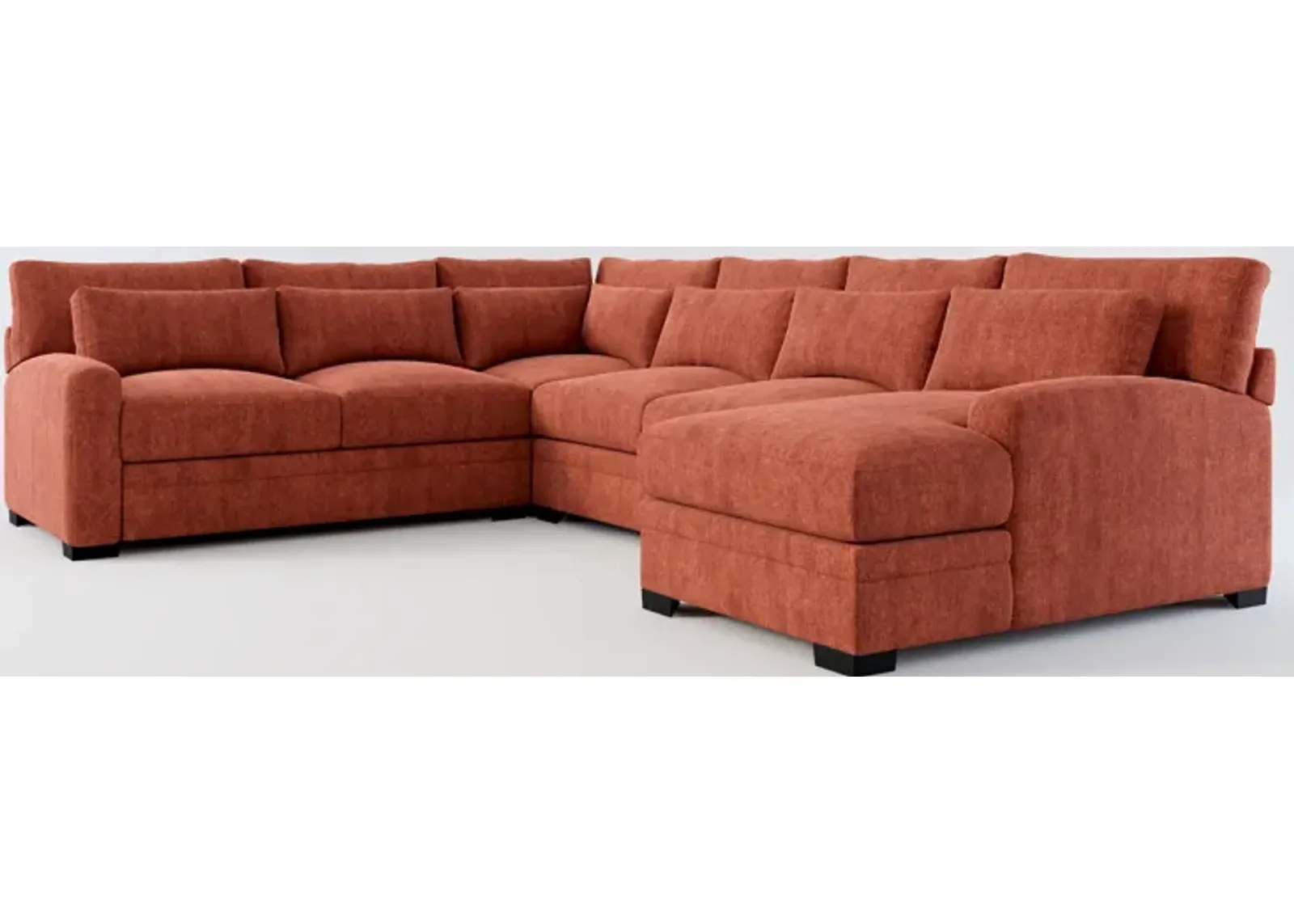 Winston Foam Comfort 4-Piece Sectional with Right-Facing Chaise - Contessa Paprika