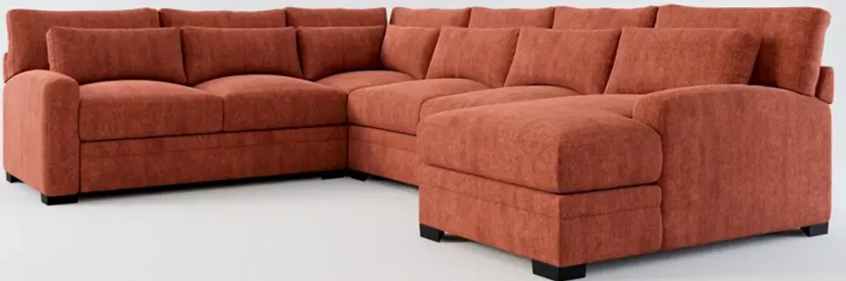 Winston Foam Comfort 4-Piece Sectional with Right-Facing Chaise - Contessa Paprika