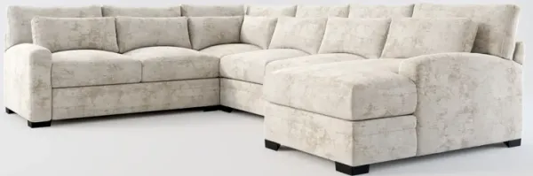 Winston Foam Comfort 4-Piece Sectional with Right-Facing Chaise - Hearth Cement