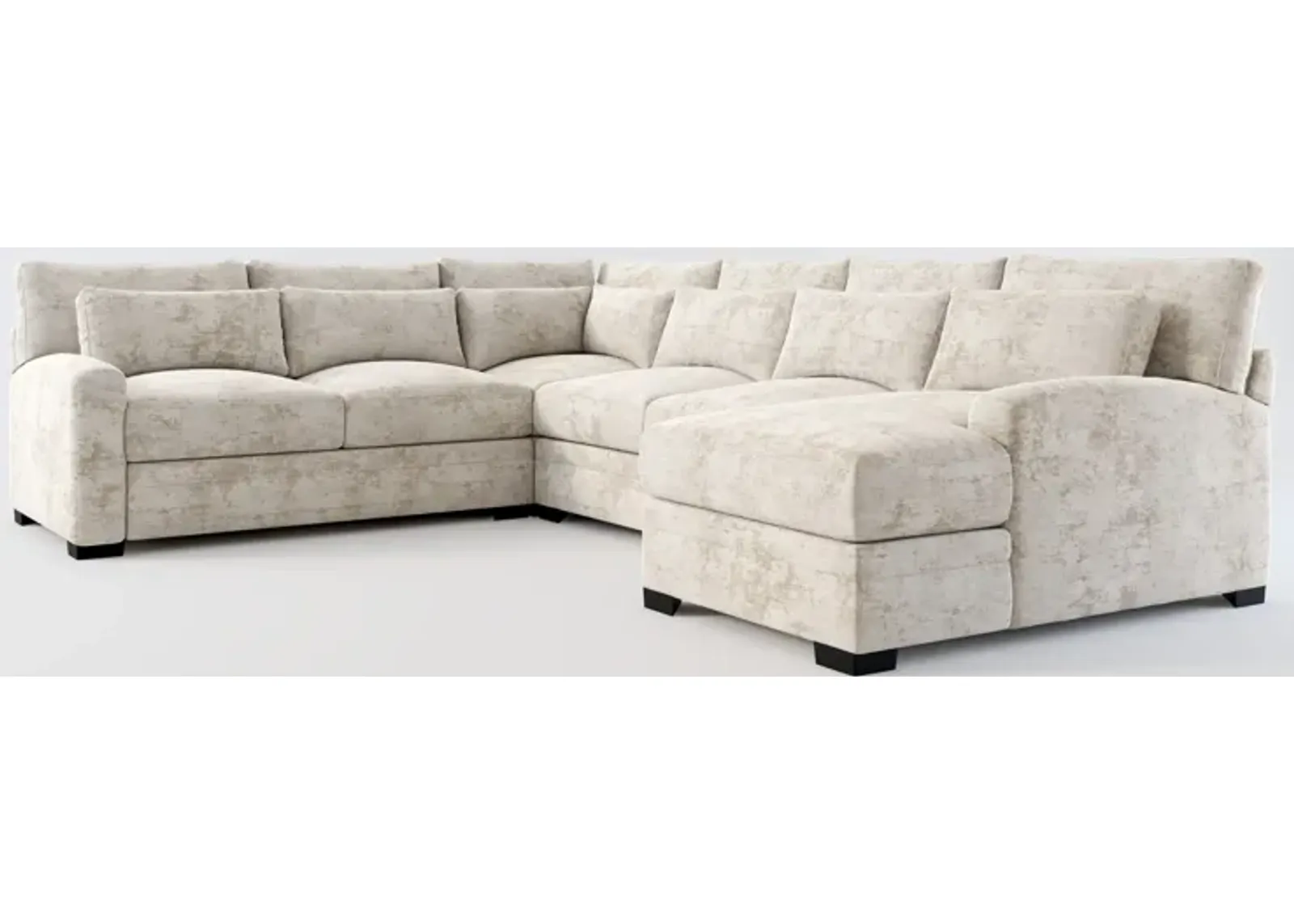 Winston Foam Comfort 4-Piece Sectional with Right-Facing Chaise - Hearth Cement