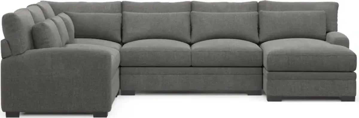 Winston Foam Comfort 4-Piece Sectional with Right-Facing Chaise - Living Large Charcoal