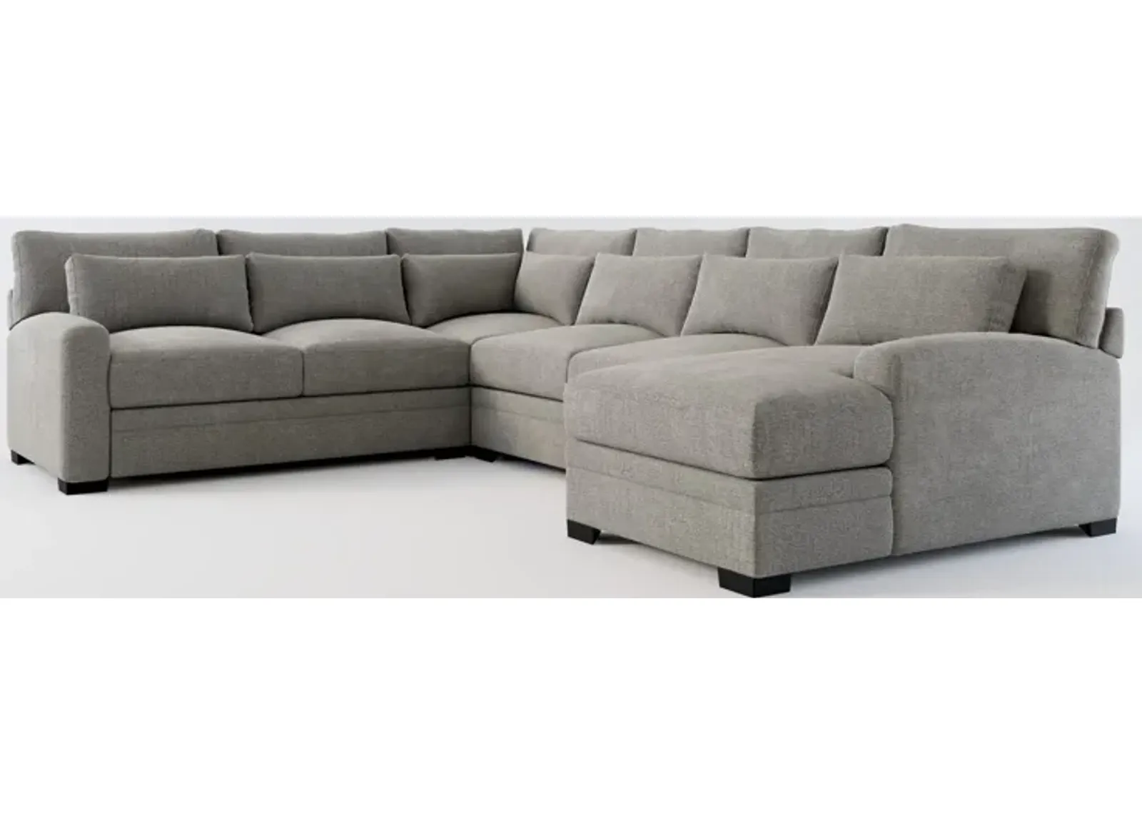 Winston Foam Comfort 4-Piece Sectional with Right-Facing Chaise - Living Large Charcoal