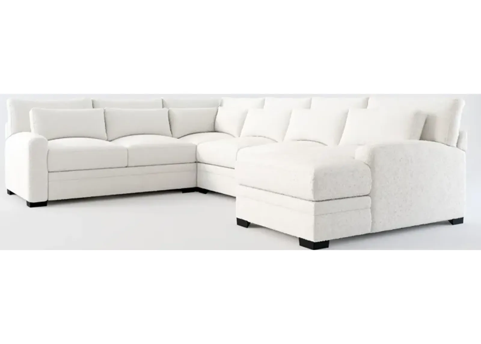 Winston Foam Comfort 4-Piece Sectional with Right-Facing Chaise - Bloke Snow