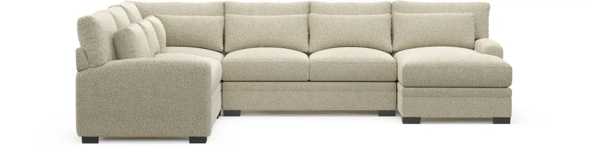 Winston Foam Comfort 4-Piece Sectional with Right-Facing Chaise - Bloke Cotton