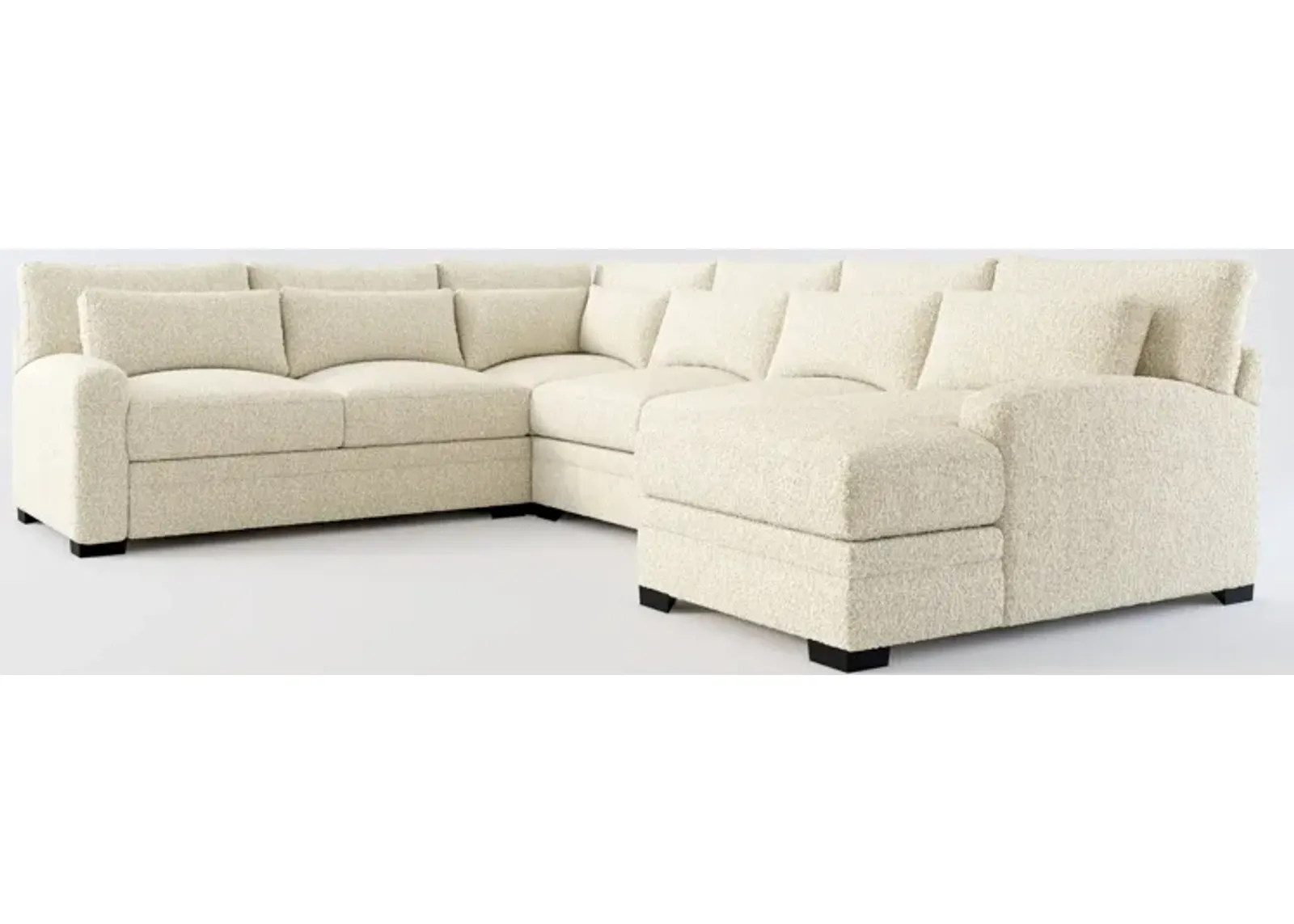 Winston Foam Comfort 4-Piece Sectional with Right-Facing Chaise - Bloke Cotton