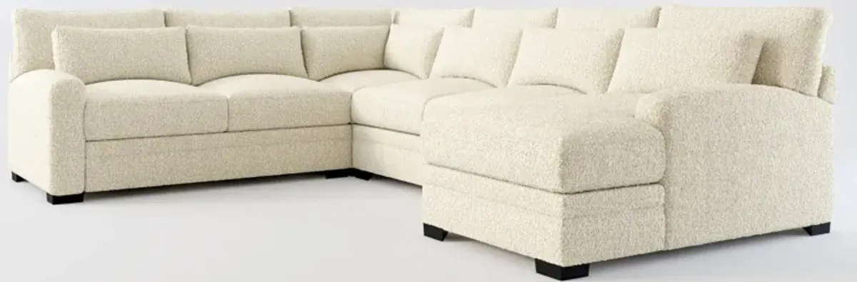 Winston Foam Comfort 4-Piece Sectional with Right-Facing Chaise - Bloke Cotton