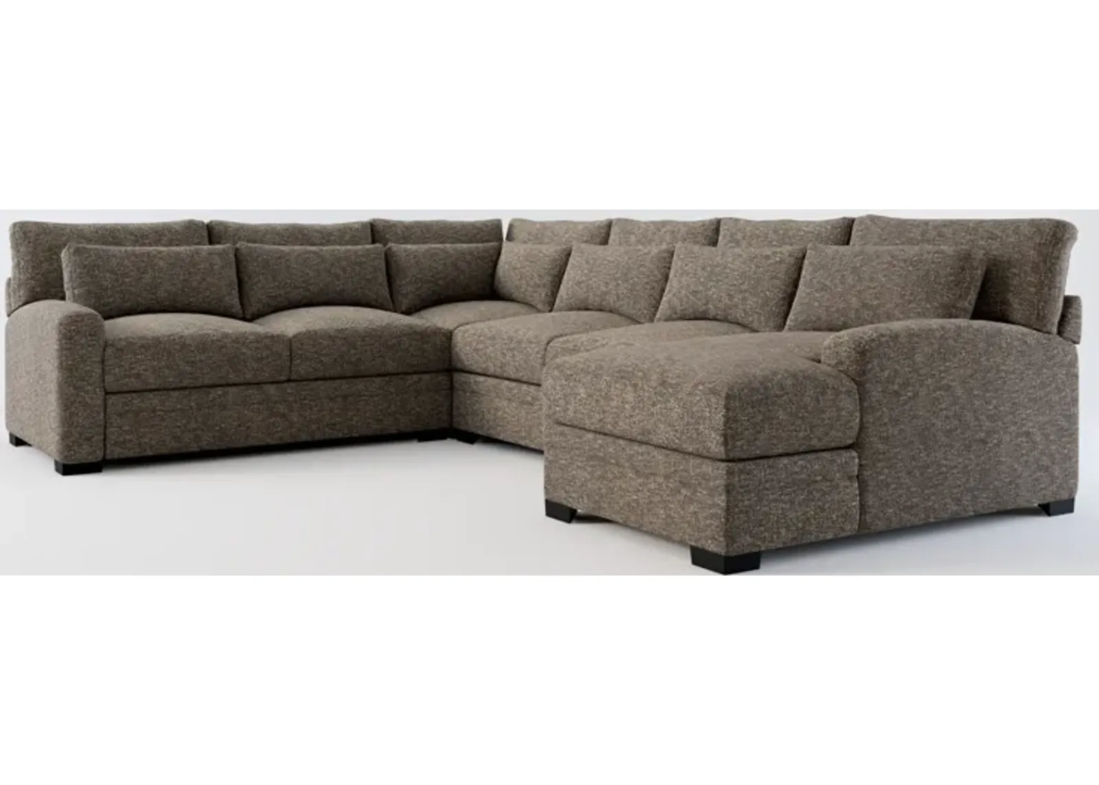 Winston Foam Comfort 4-Piece Sectional with Right-Facing Chaise - M Walnut