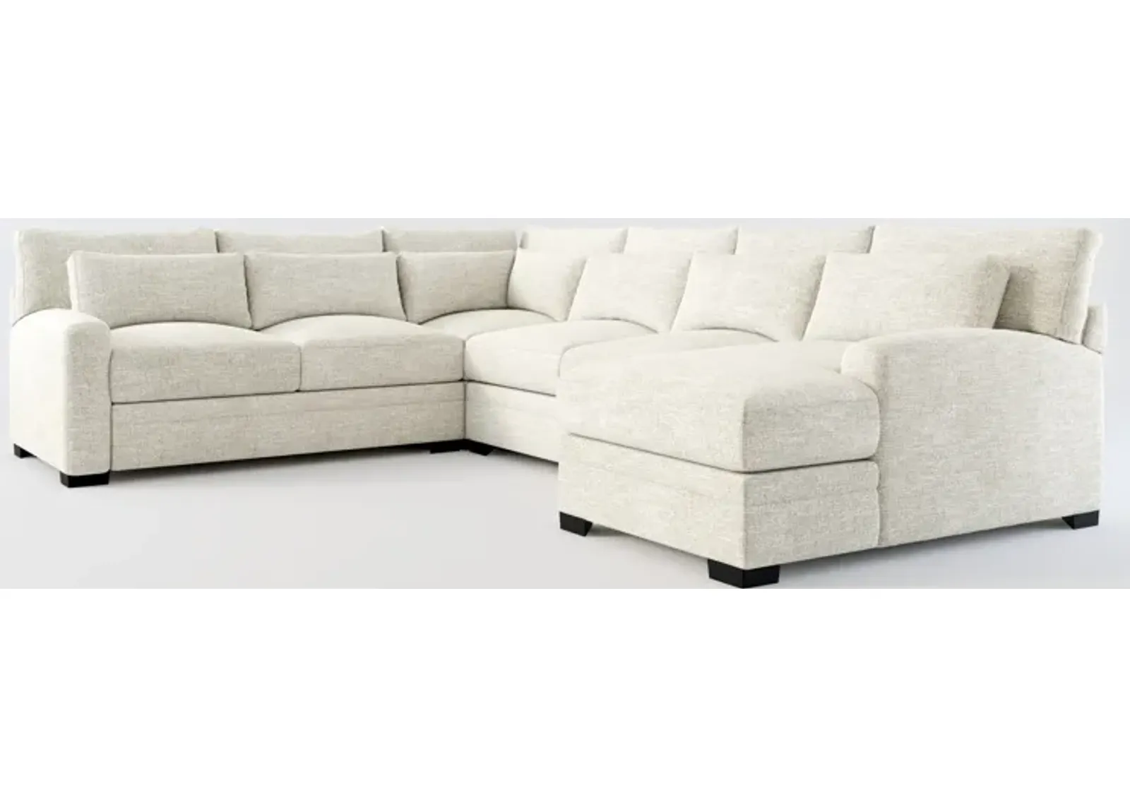 Winston Foam Comfort 4-Piece Sectional with Right-Facing Chaise - M Ivory