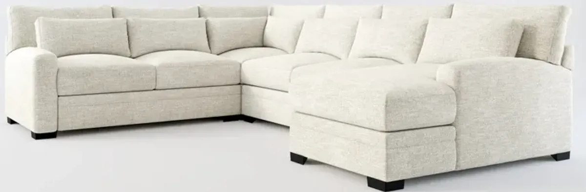 Winston Foam Comfort 4-Piece Sectional with Right-Facing Chaise - M Ivory