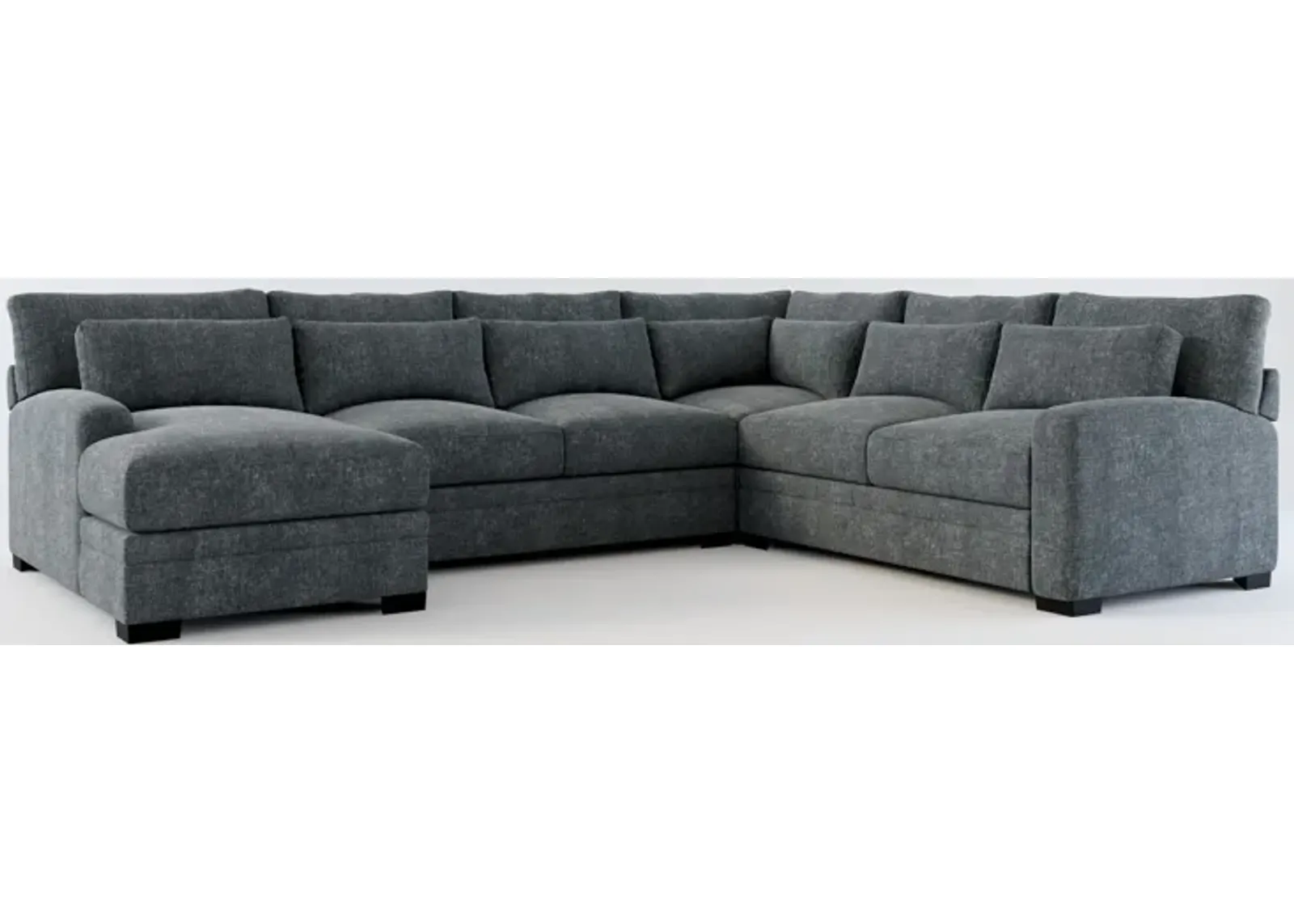 Winston Foam Comfort 4-Piece Sectional with Left-Facing Chaise - Contessa Shadow