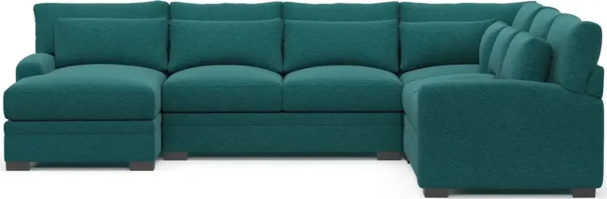 Winston Foam Comfort 4-Piece Sectional with Left-Facing Chaise - Bloke Peacock