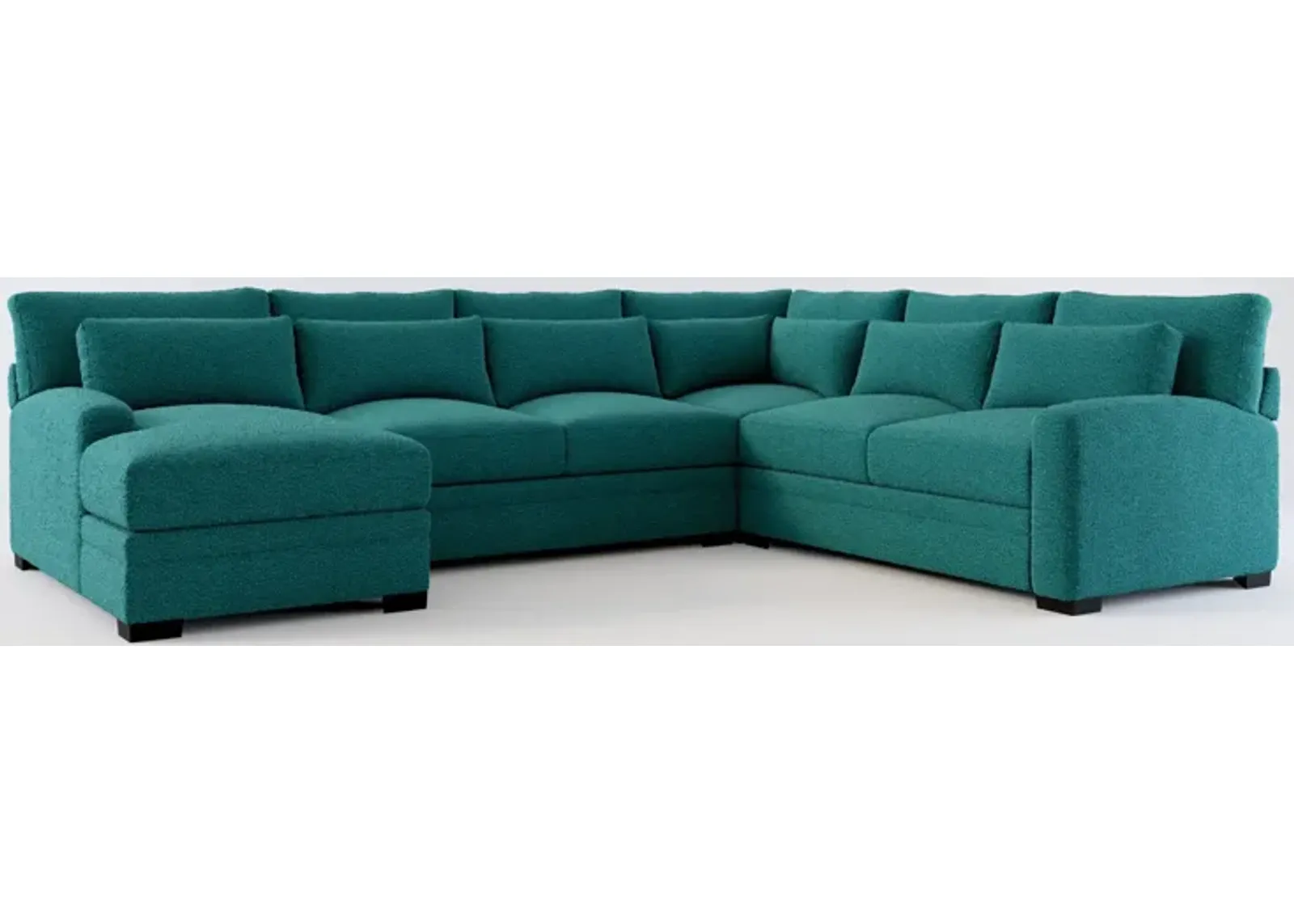 Winston Foam Comfort 4-Piece Sectional with Left-Facing Chaise - Bloke Peacock