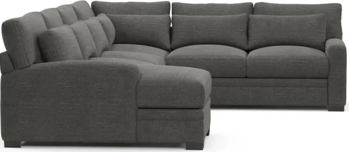 Winston Foam Comfort 4-Piece Sectional with Left-Facing Chaise - Curious Charcoal