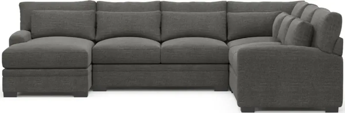 Winston Foam Comfort 4-Piece Sectional with Left-Facing Chaise - Curious Charcoal