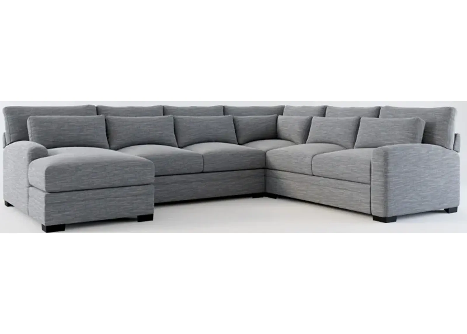 Winston Foam Comfort 4-Piece Sectional with Left-Facing Chaise - Dudley Indigo