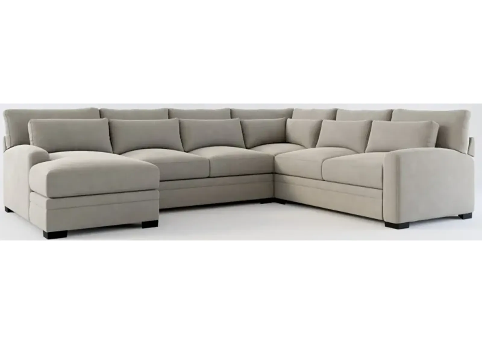 Winston Foam Comfort 4-Piece Sectional with Left-Facing Chaise - Abington Fog