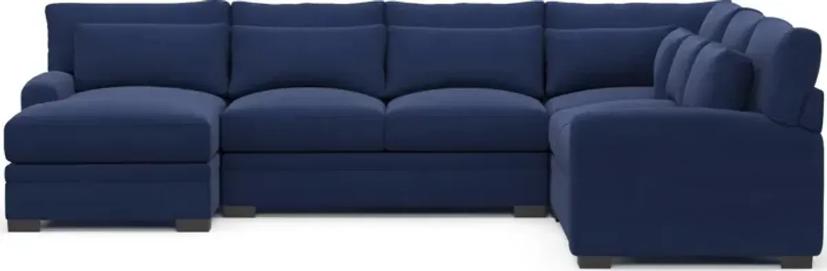 Winston Foam Comfort 4-Piece Sectional with Left-Facing Chaise - Abington Indigo