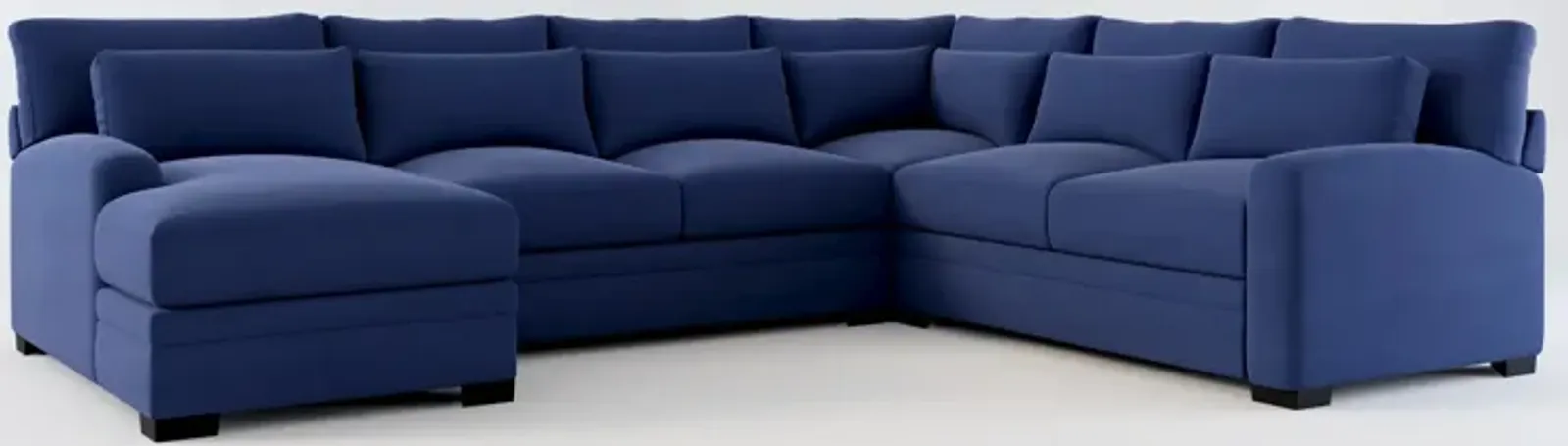 Winston Foam Comfort 4-Piece Sectional with Left-Facing Chaise - Abington Indigo