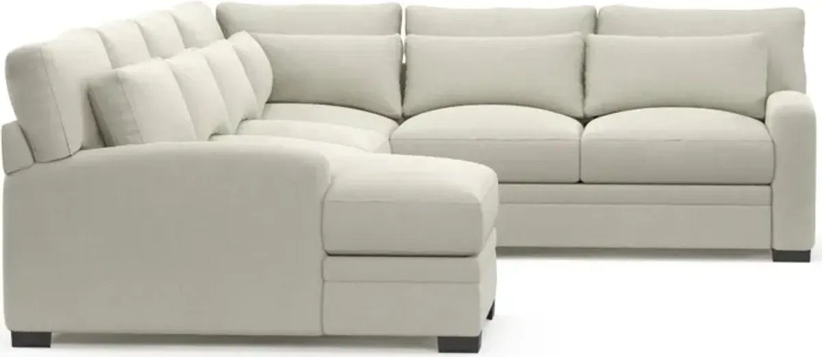 Winston Foam Comfort 4-Piece Sectional with Left-Facing Chaise - Anders Ivory