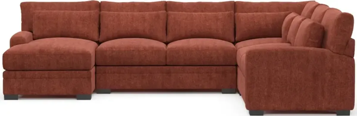 Winston Foam Comfort 4-Piece Sectional with Left-Facing Chaise - Contessa Paprika