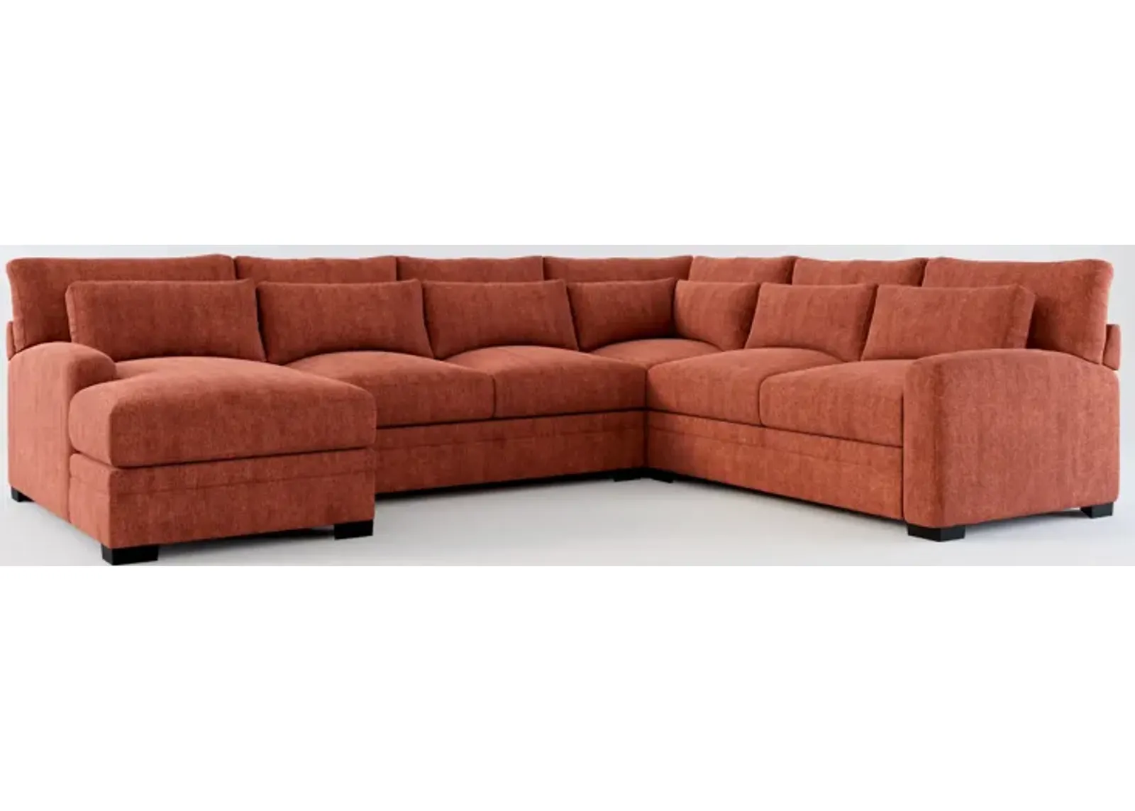 Winston Foam Comfort 4-Piece Sectional with Left-Facing Chaise - Contessa Paprika