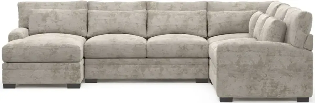 Winston Foam Comfort 4-Piece Sectional with Left-Facing Chaise - Hearth Cement