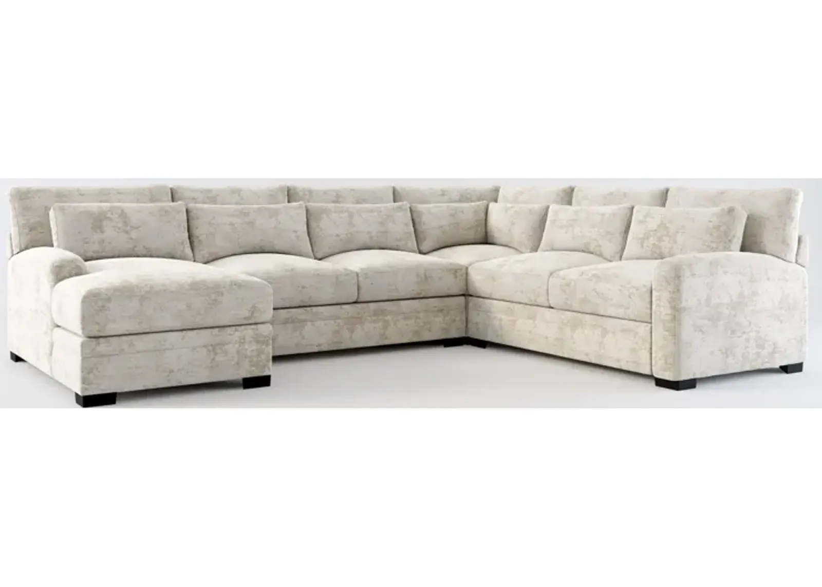 Winston Foam Comfort 4-Piece Sectional with Left-Facing Chaise - Hearth Cement