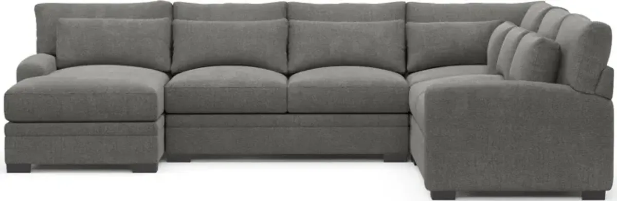 Winston Foam Comfort 4-Piece Sectional with Left-Facing Chaise - Living Large Charcoal