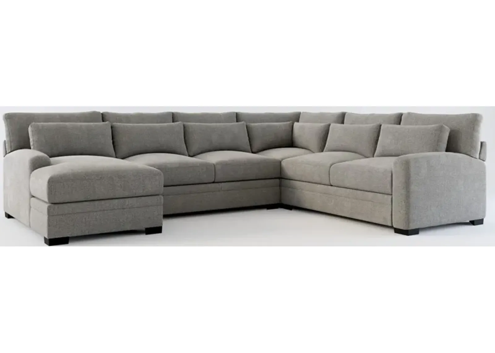 Winston Foam Comfort 4-Piece Sectional with Left-Facing Chaise - Living Large Charcoal