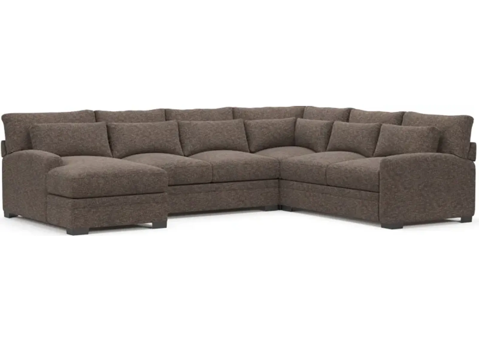 Winston Foam Comfort 4-Piece Sectional with Left-Facing Chaise - M Walnut