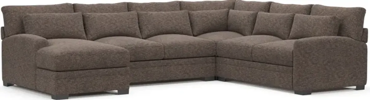 Winston Foam Comfort 4-Piece Sectional with Left-Facing Chaise - M Walnut