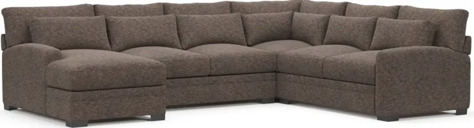 Winston Foam Comfort 4-Piece Sectional with Left-Facing Chaise - M Walnut