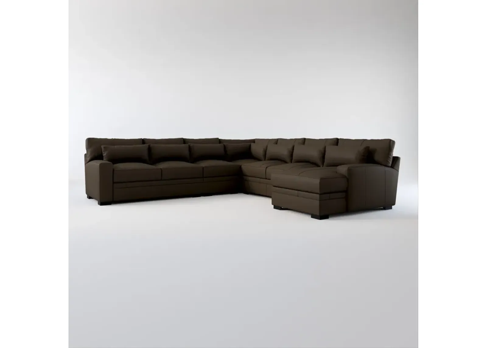 Winston Hybrid Comfort 5-Piece Sectional with Right-Facing Chaise - Siena Dark Stone