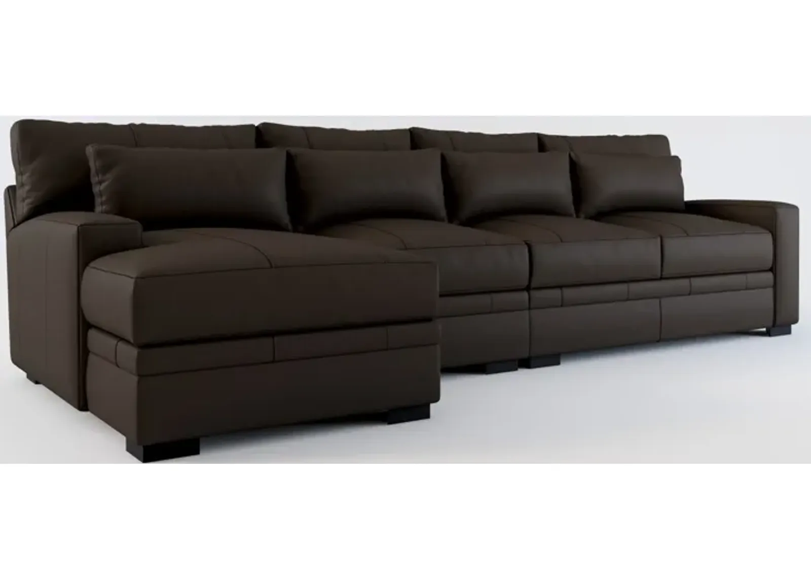 Winston Foam Comfort 3-Piece Sectional with Left-Facing Chaise - Siena Dark Brown