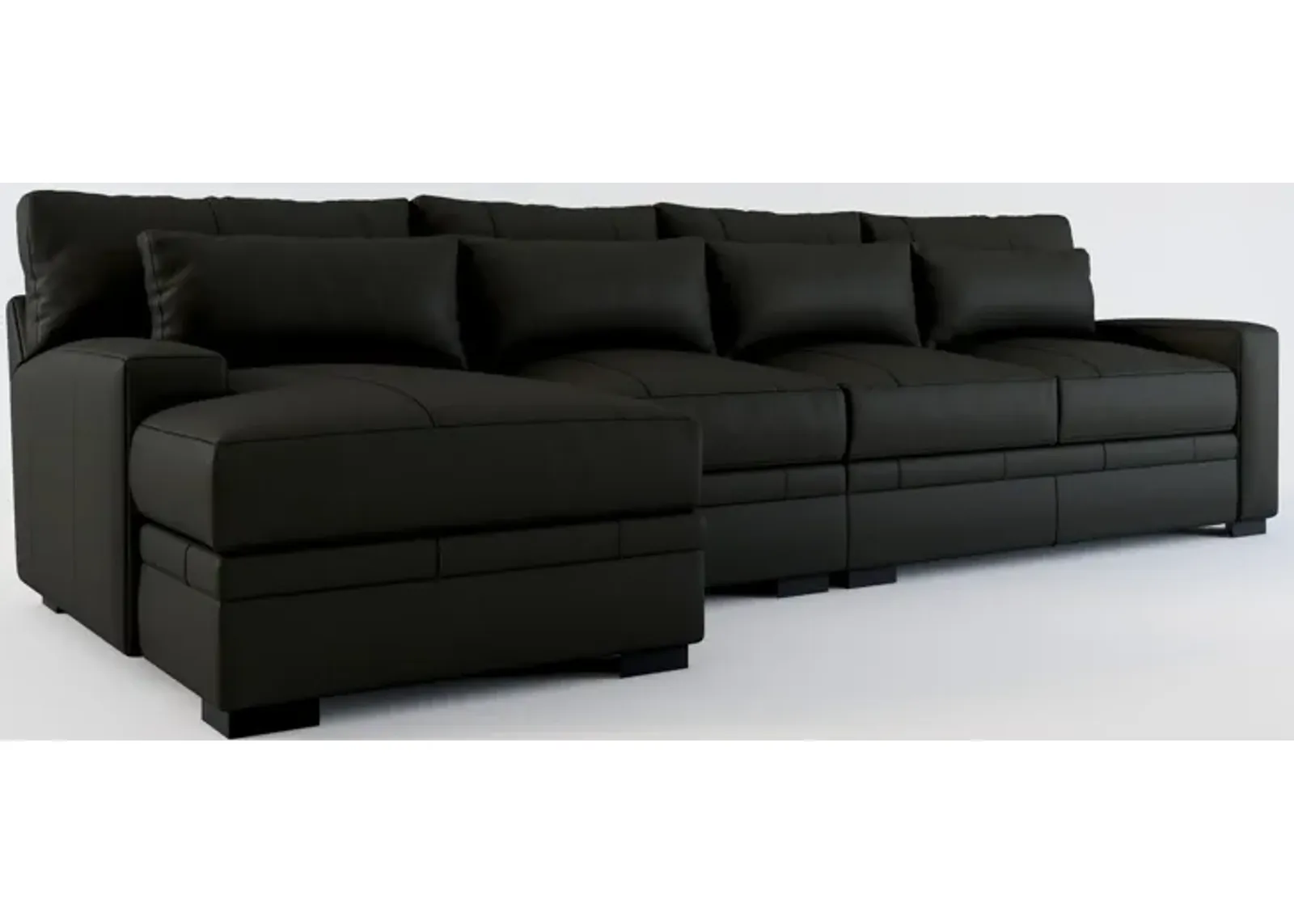 Winston Foam Comfort 3-Piece Sectional with Left-Facing Chaise - Siena Black