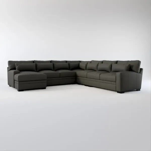 Winston Foam Comfort 5-Piece Sectional with Left-Facing Chaise - Siena Light Gray