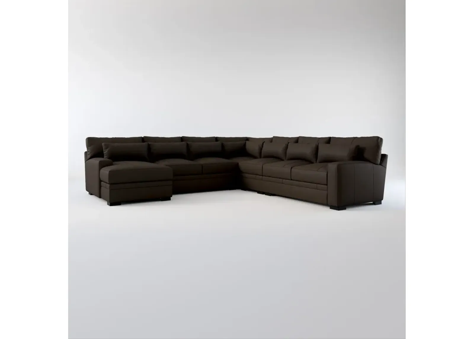 Winston Foam Comfort 5-Piece Sectional with Left-Facing Chaise - Siena Dark Brown