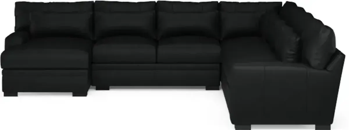 Winston Foam Comfort 5-Piece Sectional with Left-Facing Chaise - Siena Black