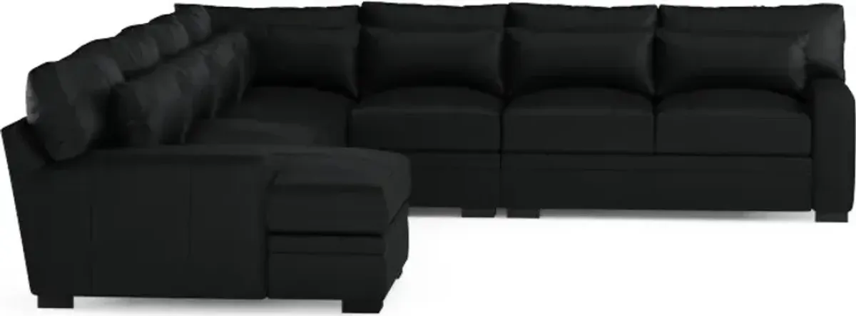 Winston Foam Comfort 5-Piece Sectional with Left-Facing Chaise - Siena Black