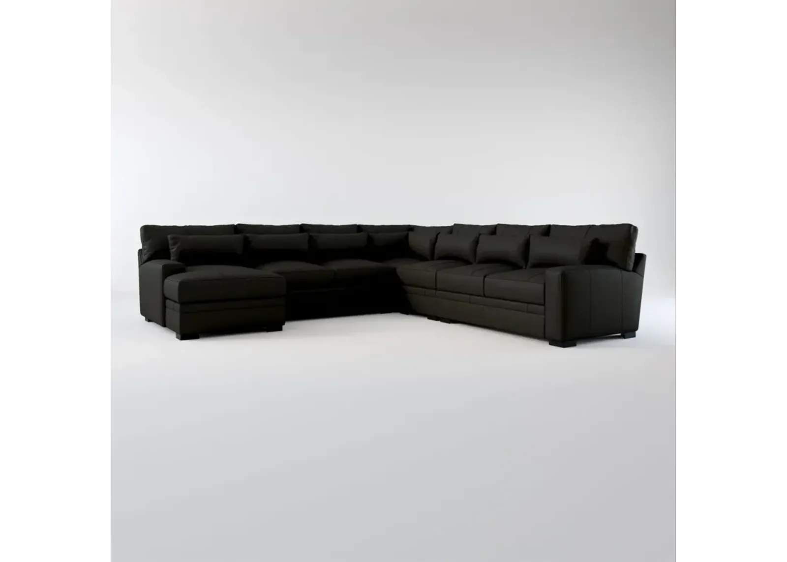 Winston Foam Comfort 5-Piece Sectional with Left-Facing Chaise - Siena Black