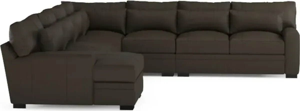 Winston Hybrid Comfort 5-Piece Sectional with Left-Facing Chaise - Siena Dark Stone