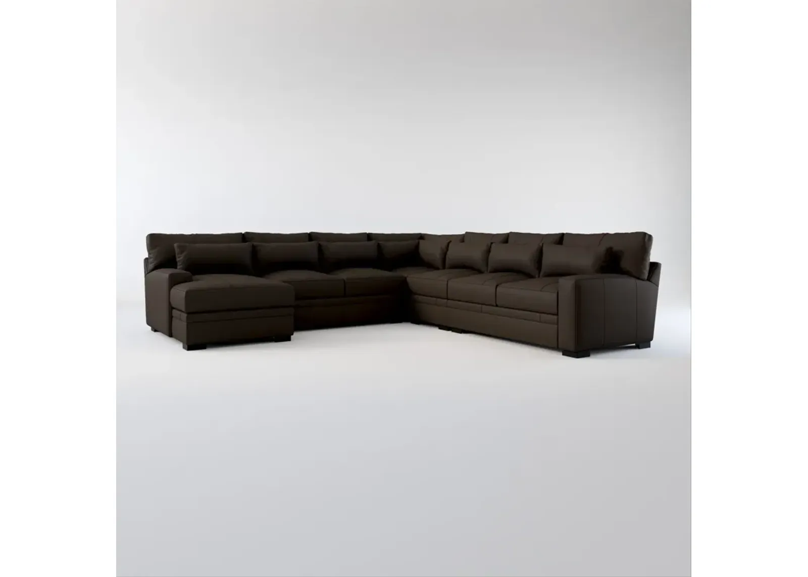 Winston Hybrid Comfort 5-Piece Sectional with Left-Facing Chaise - Siena Dark Brown