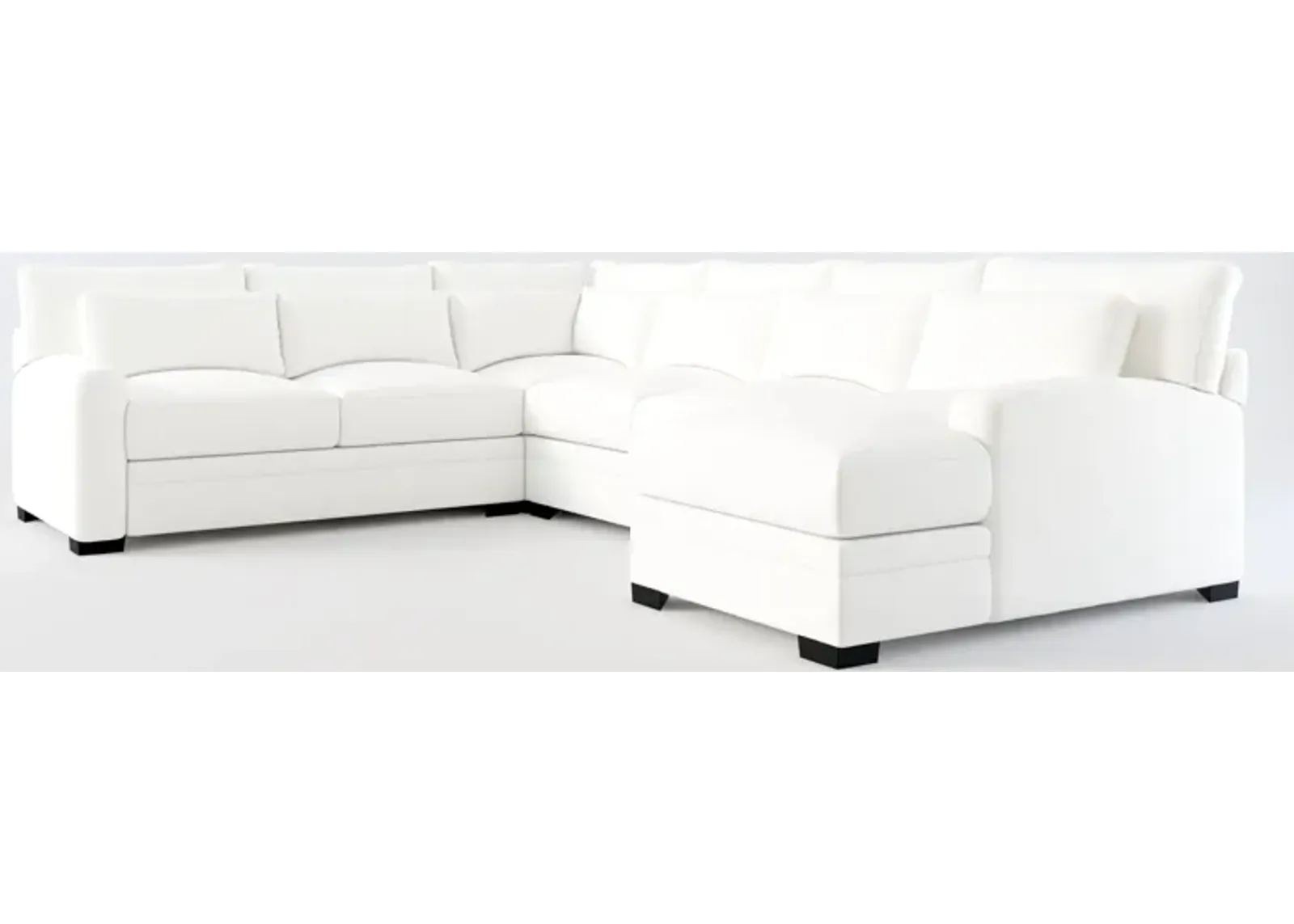 Winston Hybrid Comfort 4-Piece Sectional with Right-Facing Chaise - Contessa Vanilla