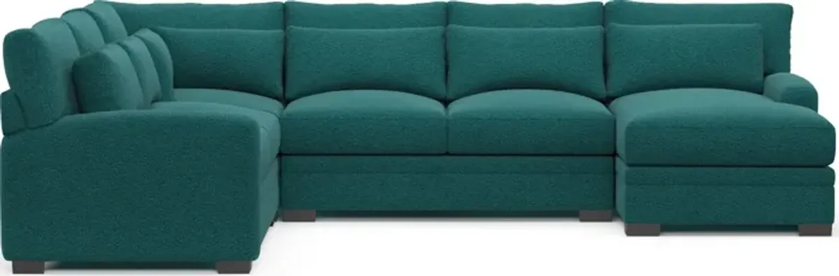 Winston Hybrid Comfort 4-Piece Sectional with Right-Facing Chaise - Bloke Peacock