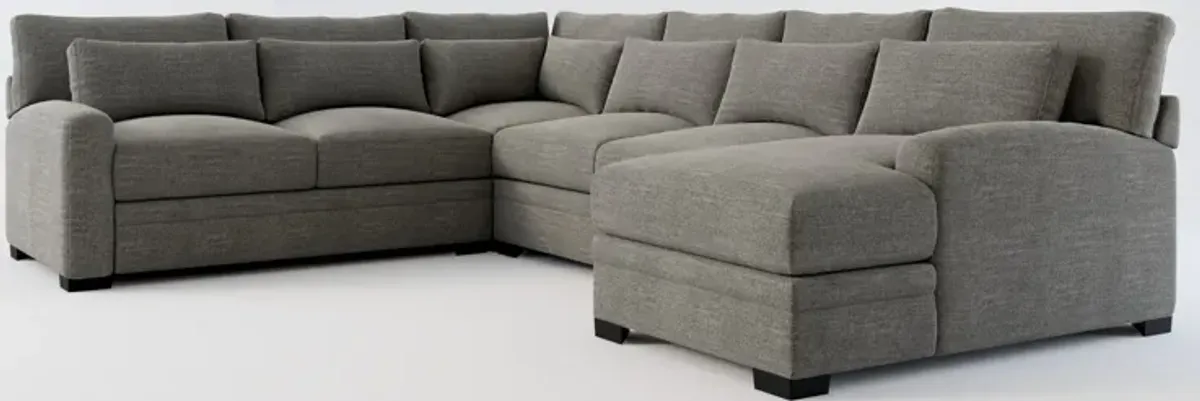 Winston Hybrid Comfort 4-Piece Sectional with Right-Facing Chaise - Curious Charcoal