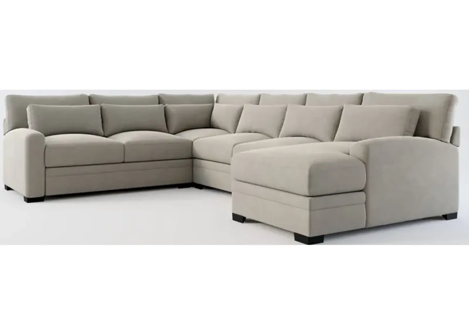 Winston Hybrid Comfort 4-Piece Sectional with Right-Facing Chaise - Abington Fog